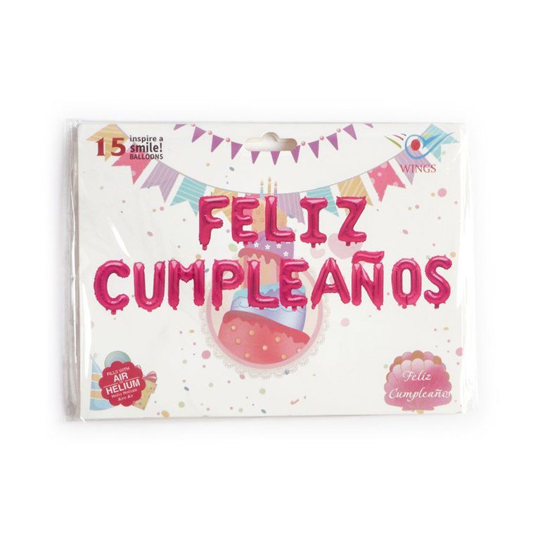 FELIZ CUMPLEANOS METALICO FUCSIA