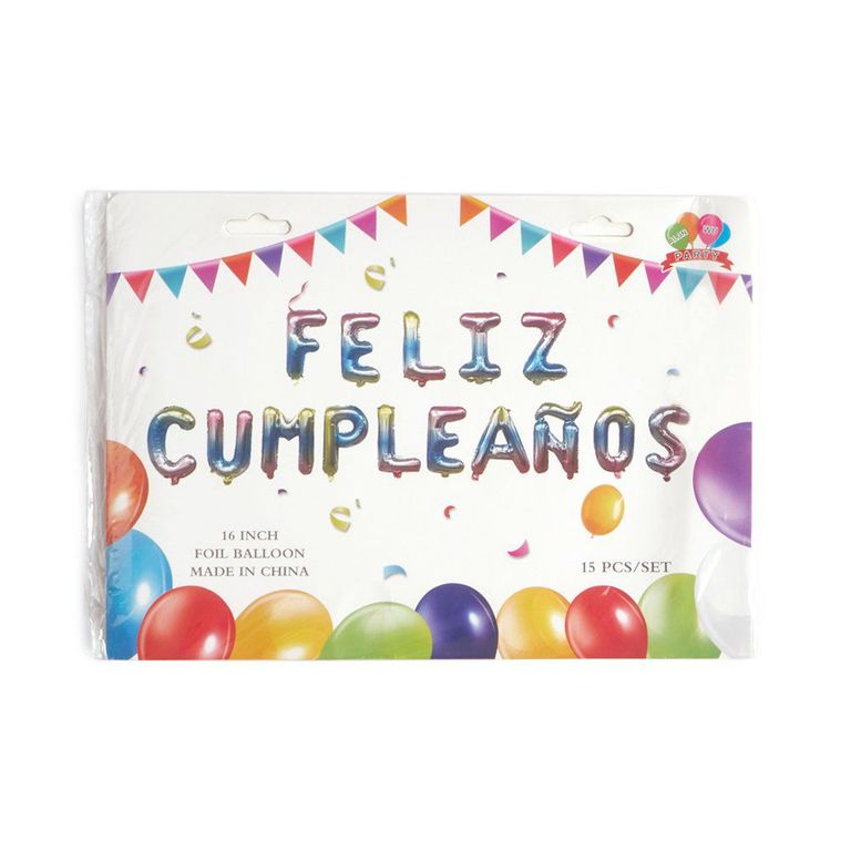 FELIZ CUMPLEANOS METALICO MULTICOLOR