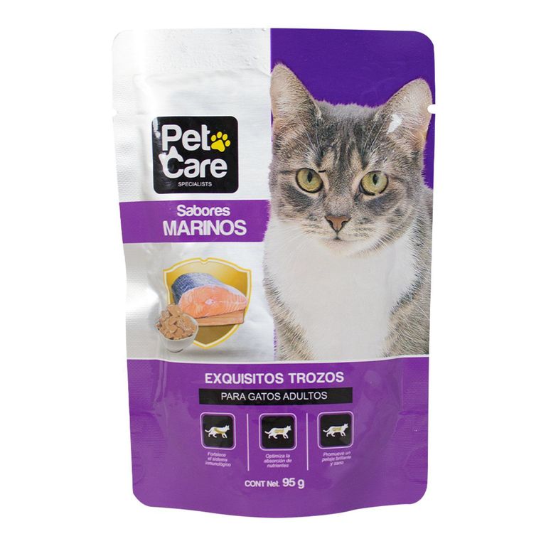 Alimento Húmedo Gatos Adultos Pet Care Sabores Marinos Doypack 90 g