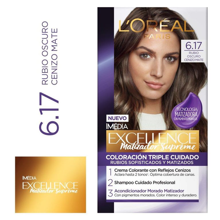 Tinte Excellence Tono 6.17 Rubio Oscuro Cenizo Mate