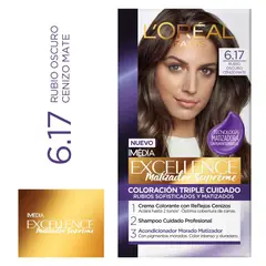 EXCELLENCE - Kit Tinte Capilar Tono 6.17 Rubio Oscuro Cenizo Matte