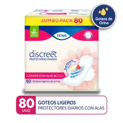 TENA - Protectores Diarios Discreet Largos Con Alas Pack 80 Und