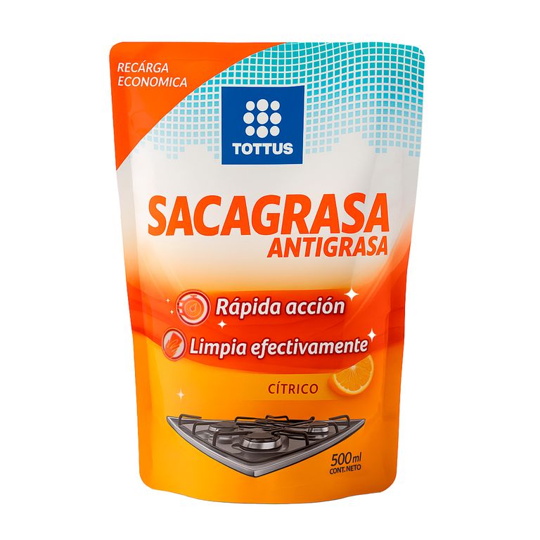 Limpiador Líquido Tottus Cocina Sacagrasa Doypack 500 mL