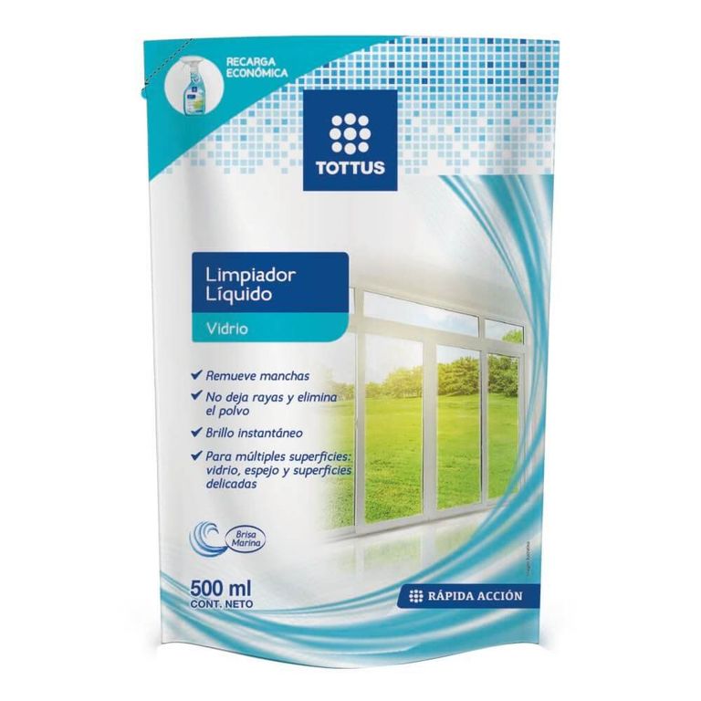 Limpiador Líquido Tottus Vidrios Doypack 500 mL