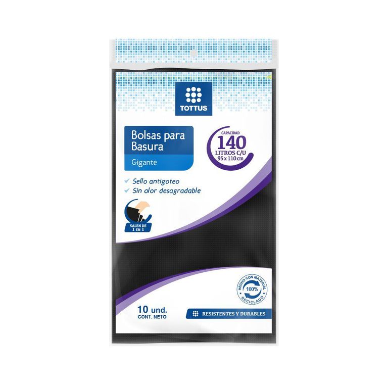 Bolsa de Basura Gigante Tottus 140 L Empaque 10 Und