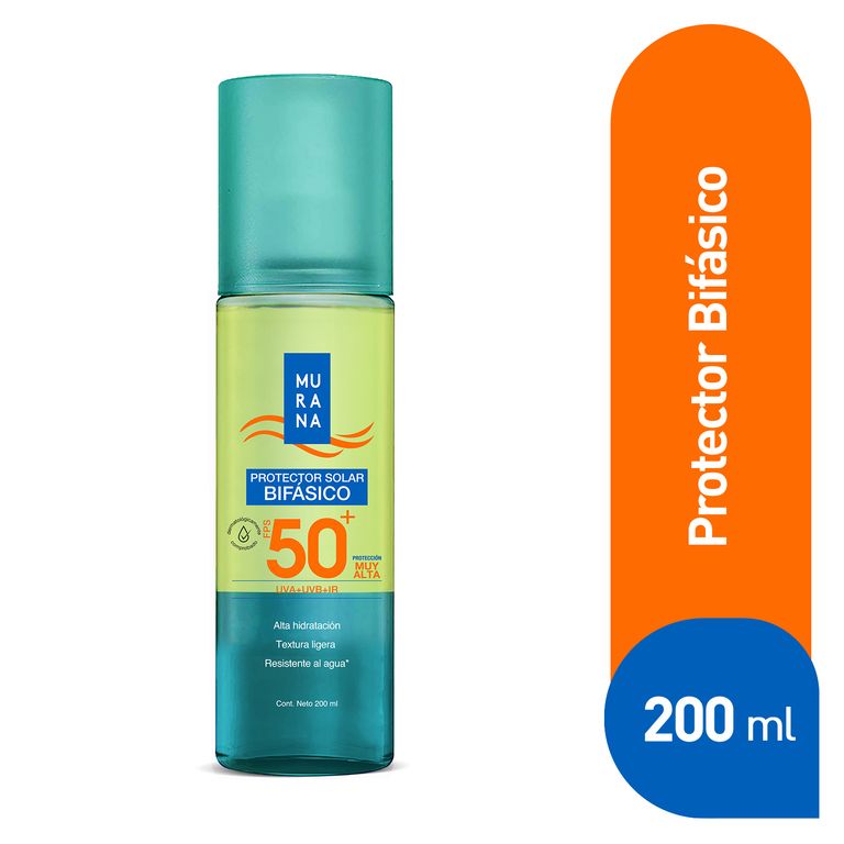 Protector Solar Murana Bifásico Hidratante SPF50+ Envase 200 mL