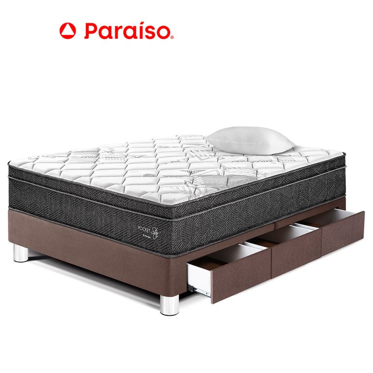 CAMA POCKET STAR 1.5 PZ CAJONES CHOCO