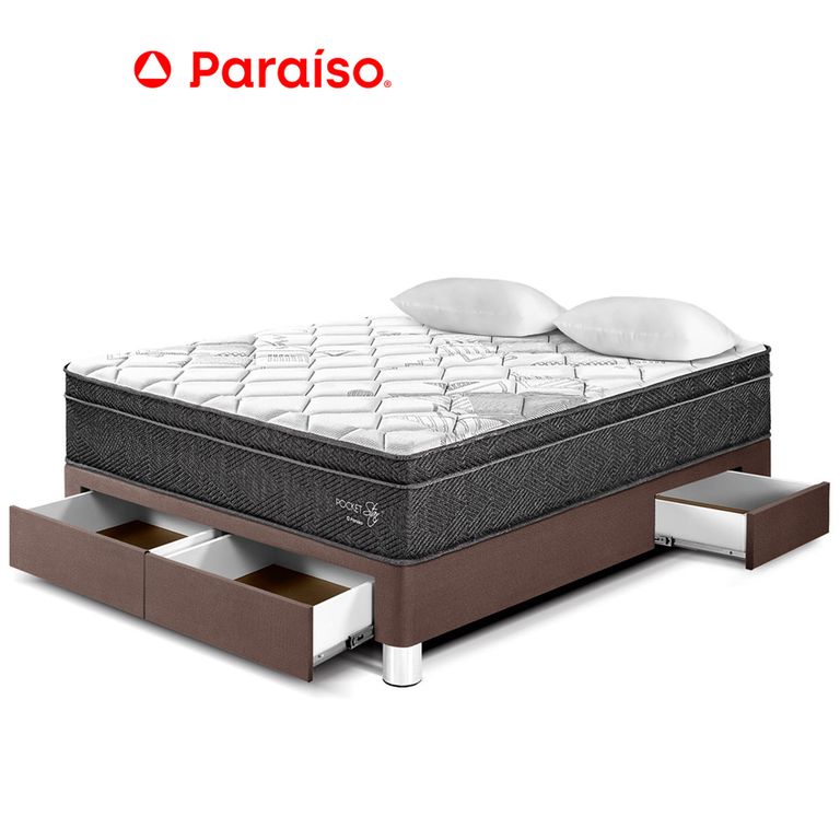 CAMA POCKET STAR 2 PZ CAJONES CHOCO
