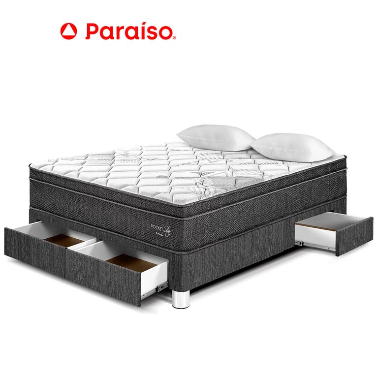 CAMA POCKET STAR 2 PZ CAJONES OSCURO