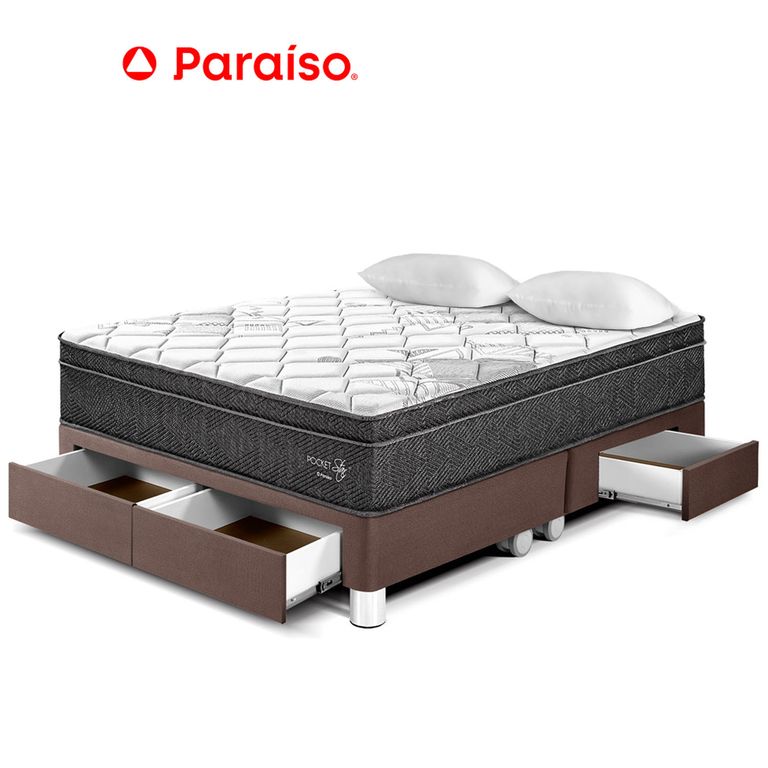 CAMA POCKET STAR QUEEN CAJONES CHOCO