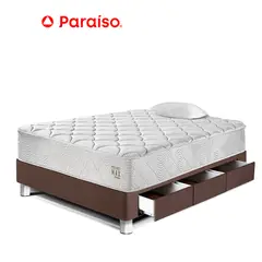 PARAISO - Cama Pocket Max 1.5 Pz Cajones Choco