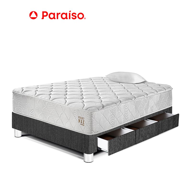 CAMA POCKET MAX 1.5 PZ CAJONES OSCURO
