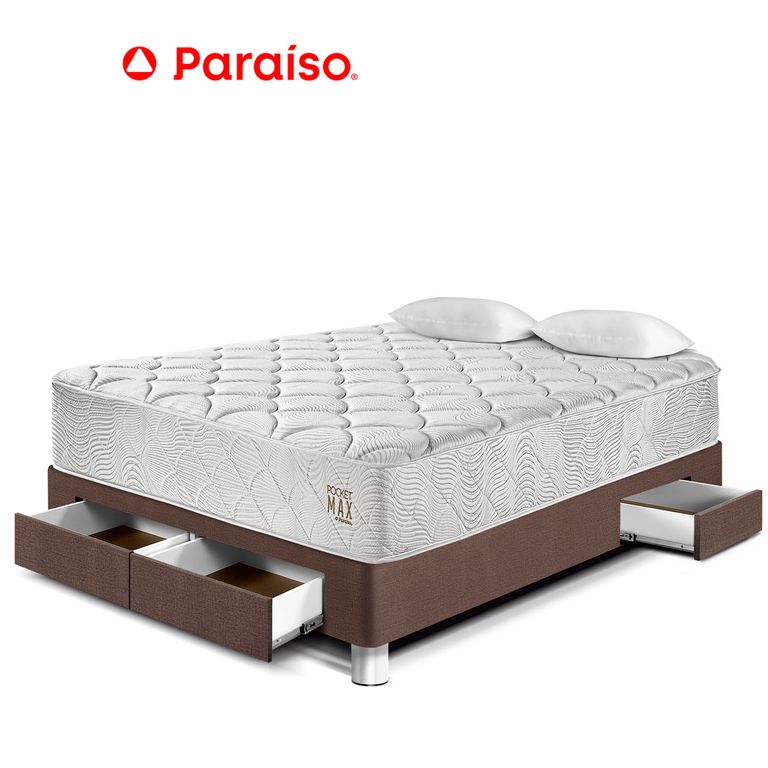 CAMA POCKET MAX 2 PZ CAJONES CHOCO