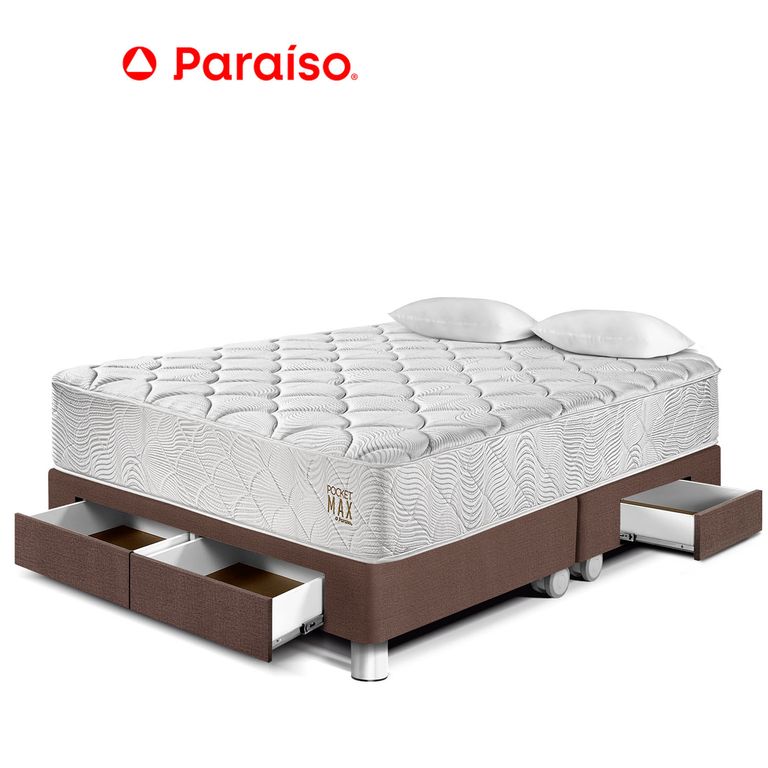 CAMA POCKET MAX KING CAJONES CHOCO
