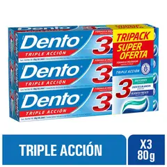 DENTO - Crema Dental Triple Acción Tripack Caja 80 g