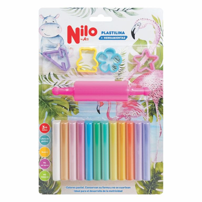 Plastilina Nilo Pastel Y Cortadores Empaque 12 Und