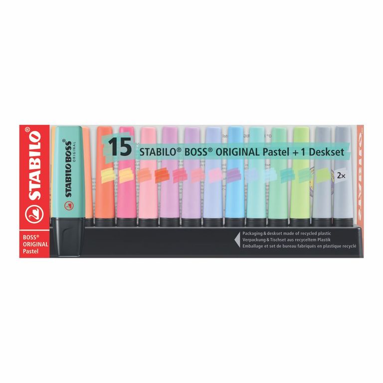 Resaltador Stabilo Boss Pastel Con Desket Estuche 15 Und