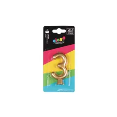 OLEGO - Vela Número 3 Cromada Dorada