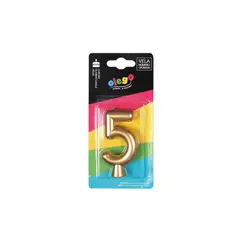 OLEGO - Vela Número 5 Cromada Dorada