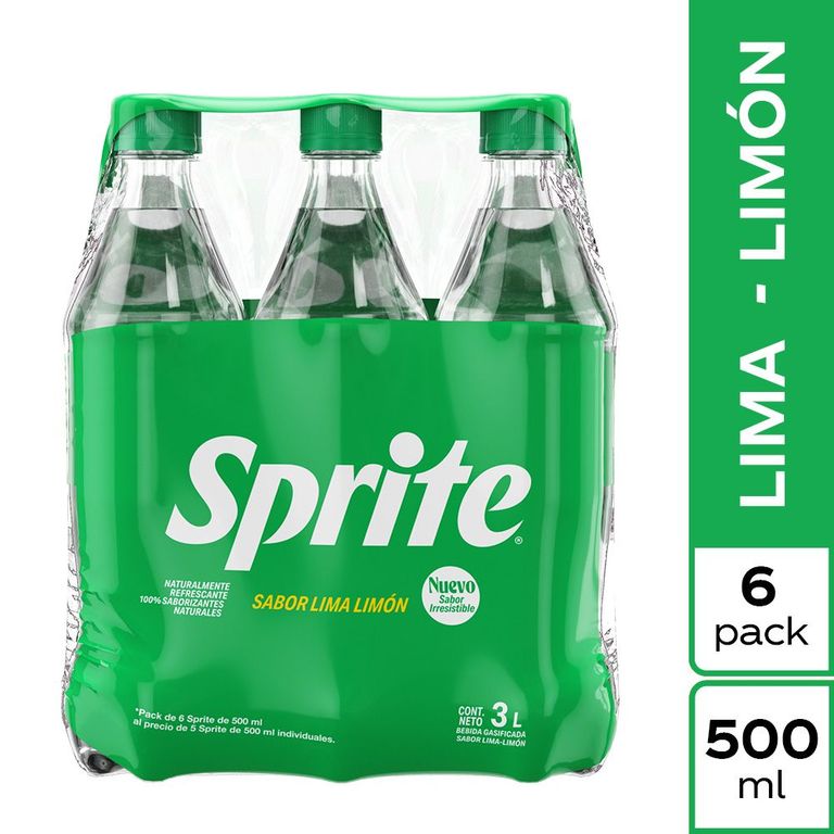Sprite Lima Limón Sixpack Botella 500 mL
