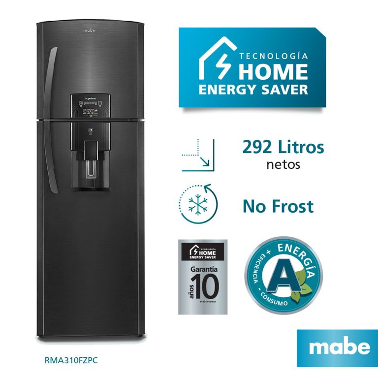 Refrigeradora No Frost 292 lts Black Steel Mabe RMA310FZPC