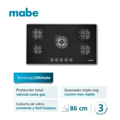 MABE - Encimera a Gas de 86 cm Vidrio Negro mabe PM8655GV0