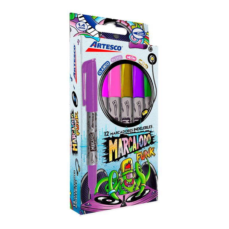 Marcadores Indelebles Marcatodo Funky Mix 12 Colores