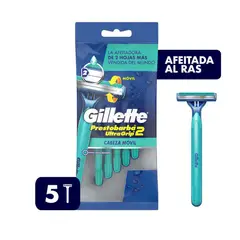 GILLETTE - Máquina De Afeitar Prestobarba Ultragrip Cabeza Móvil Pack 5 Und