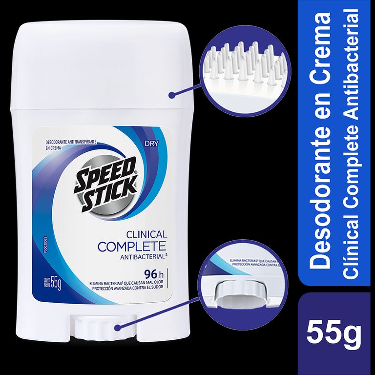Desodorante Clínico en Crema Speed Stick Antibacterial Envase 55 g