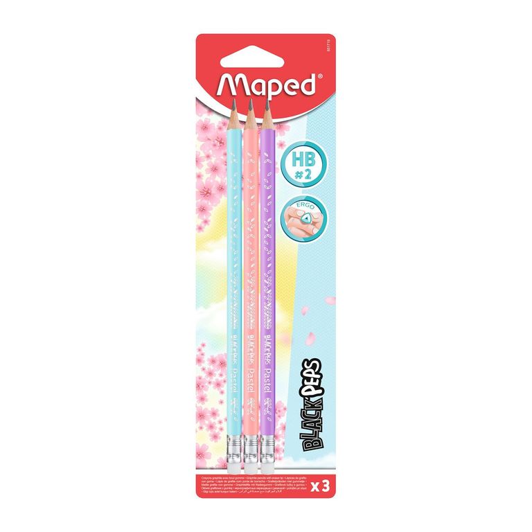 Lápices Maped HB Estilo Pastel Empaque 3 Und