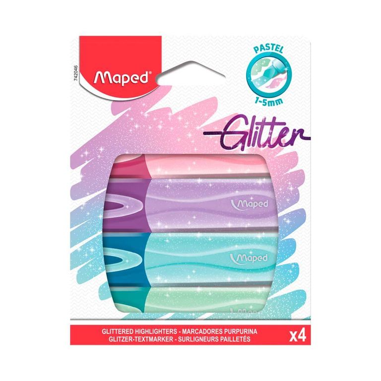 Resaltador Maped Con Escarcha Glitter Caja 4 Und
