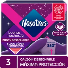 NOSOTRAS - Calzón Nocturno Nosotras Talla M Empaque 3 Und