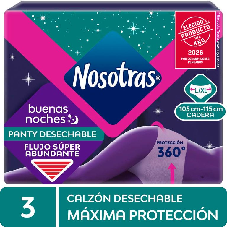 Calzón Nocturno Nosotras Talla L Empaque 3 Und