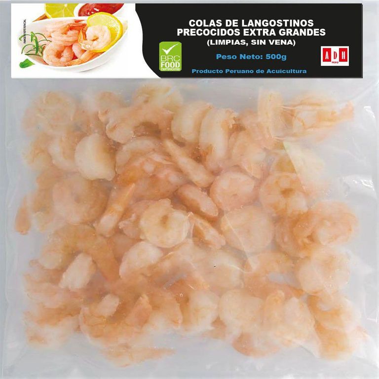 Colas De Langostinos Extragrandes Precocidos y Desvenados