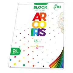 LORO - Block Cartulina Arcoíris Loro 24 Hojas 15 Colores