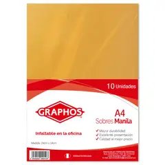 GRAPHOS - Sobre Manila Graphos A4 75 G Empaque 10 Und