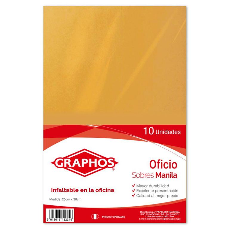 Sobre Manila Graphos Oficio 75 g Empaque 10 Und