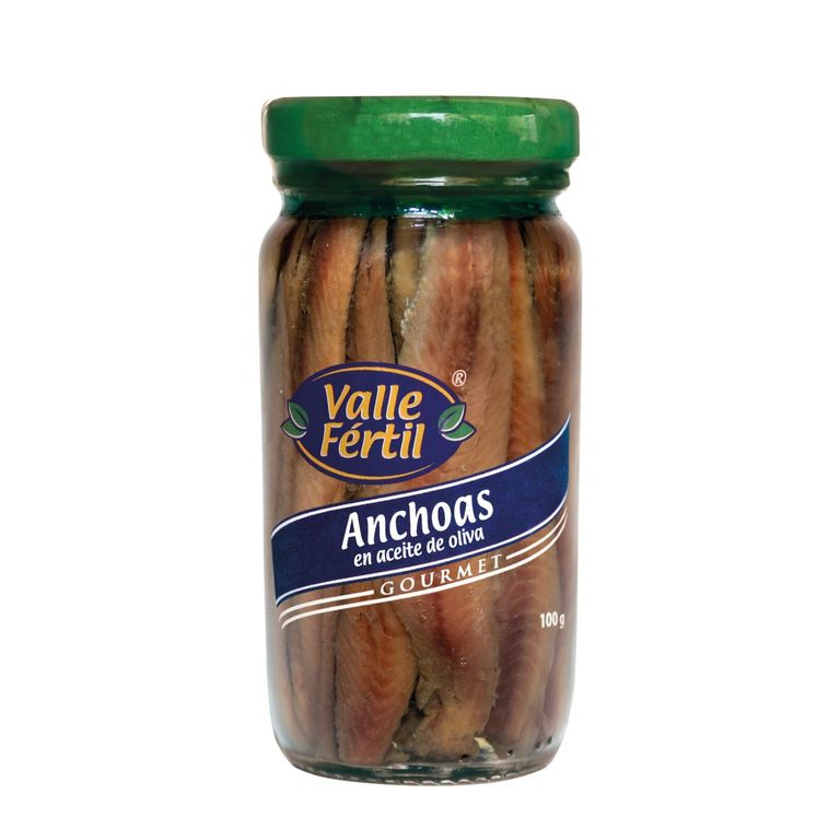 Filete de Anchoas Valle Fertil en Aceite de Oliva Empaque 100 g