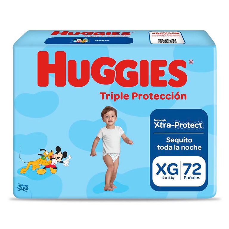 Pañales Huggies Triple Protección Xtra Protect Talla XG Empaque 72 Und