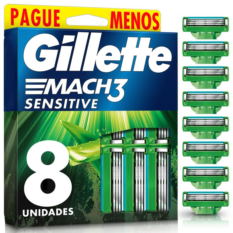 Repuesto Máquina Afeitar Gillette Mach3 Sensitive Caja 8 Und