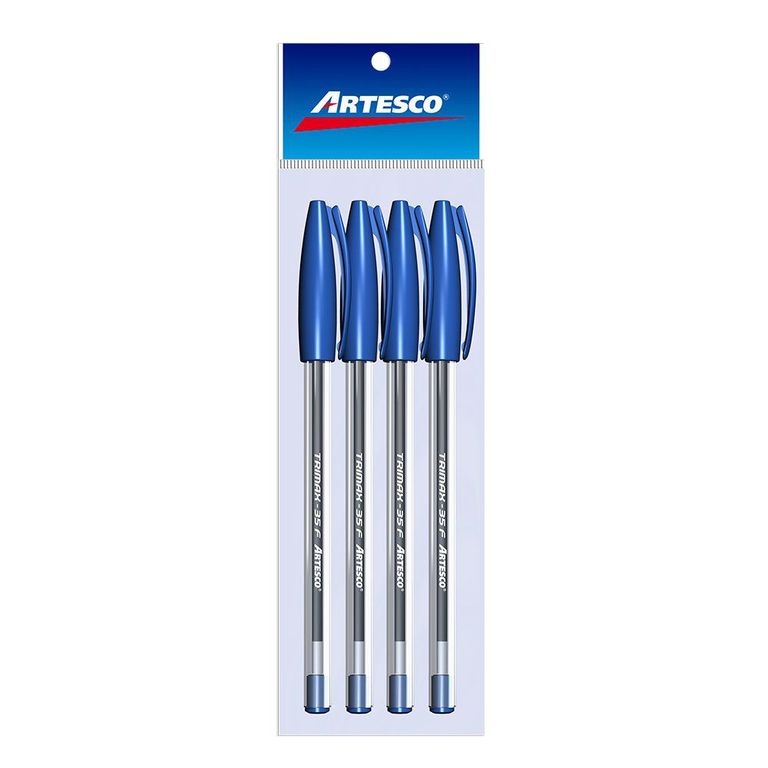 Lapicero Artesco Trimax 35F Azul Empaque 4 Und