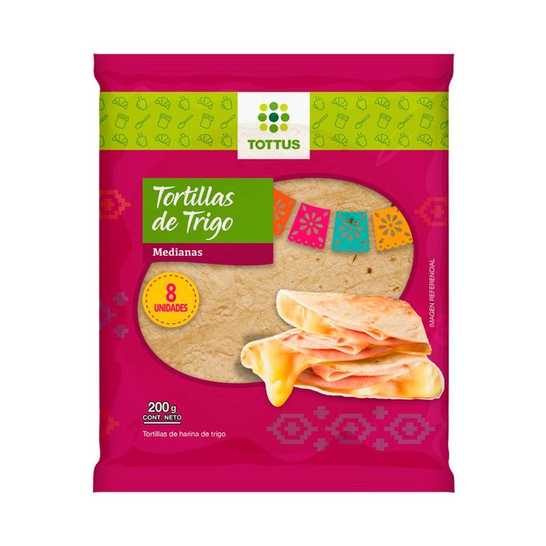 Tortillas de Trigo Tottus Medianas Empaque 8 Und