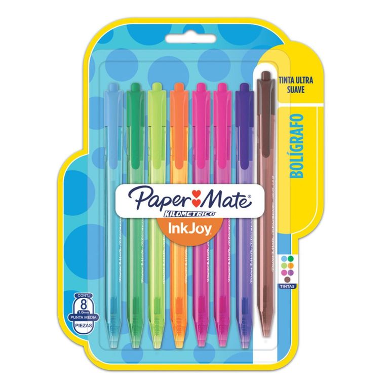 Lapicero Paper Mate InkJoy 100RT Punta Media Empaque 8 Und