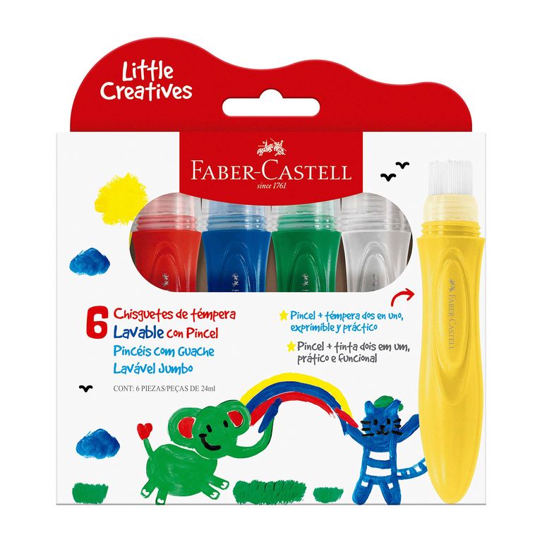 Chisguetes de Témpera con Pincel Estuche 6 Und