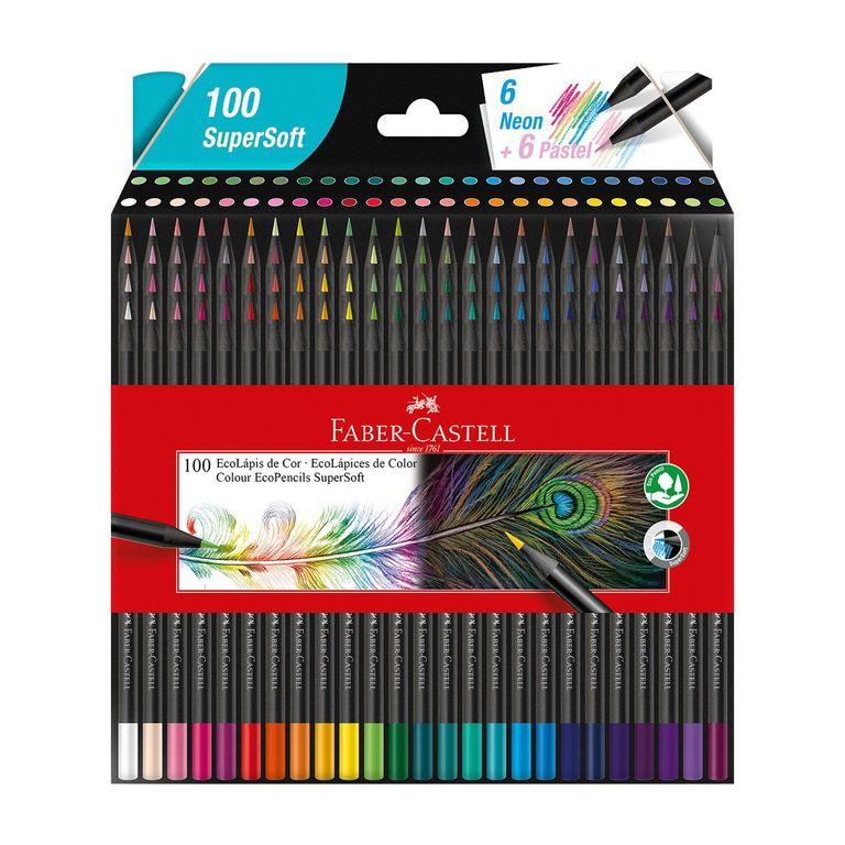 Lápices De Color Faber Castell Eco Supersoft Estuche 100 Und