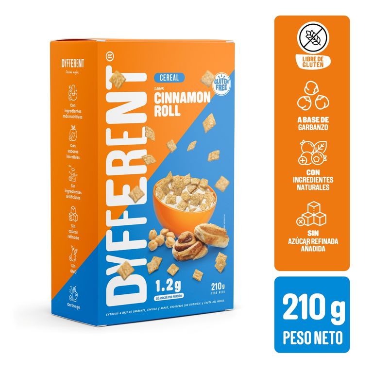 Cereal de Garbanzo Cinnamon Roll Dyfferent Caja 210 g