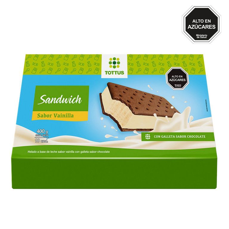 Helado Sandwich Vainilla Tottus Caja 10 Und