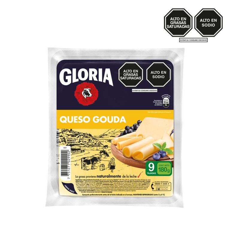 Queso Goudá en Tajadas Gloria Empaque 180 g
