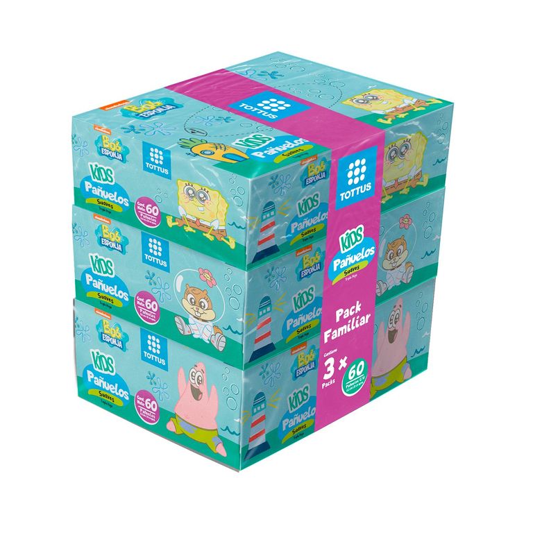 Pañuelos Tottus Bob Esponja Caja 180 Und