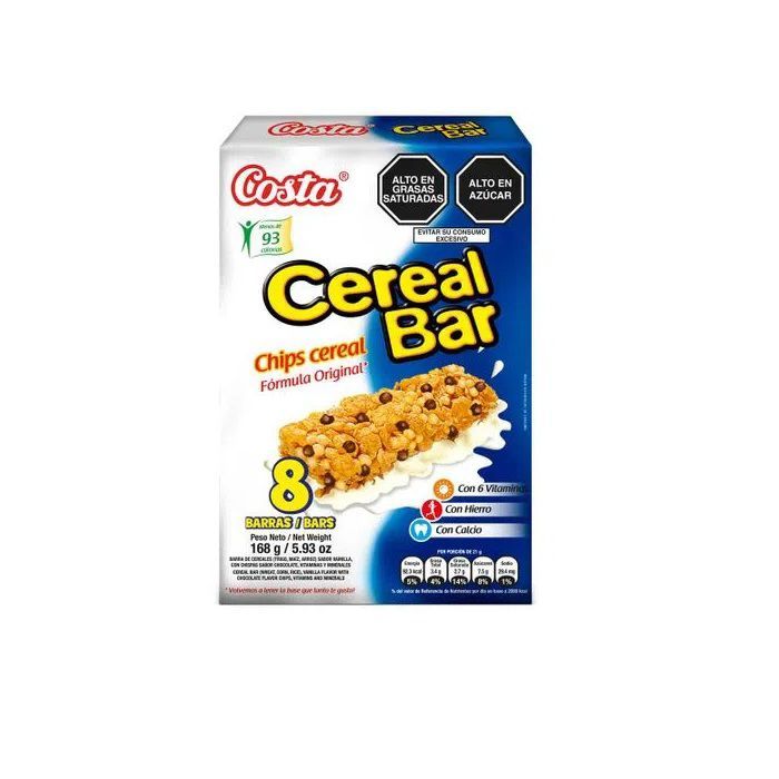 Barras de Cereal Costa Cereal Bar Chips Caja 8 Und